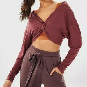 Fabletics Maroon Hooded Croptop